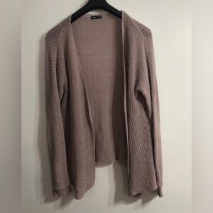 Shein women’s Cardigan knit  open V-neck high low hems tan Large